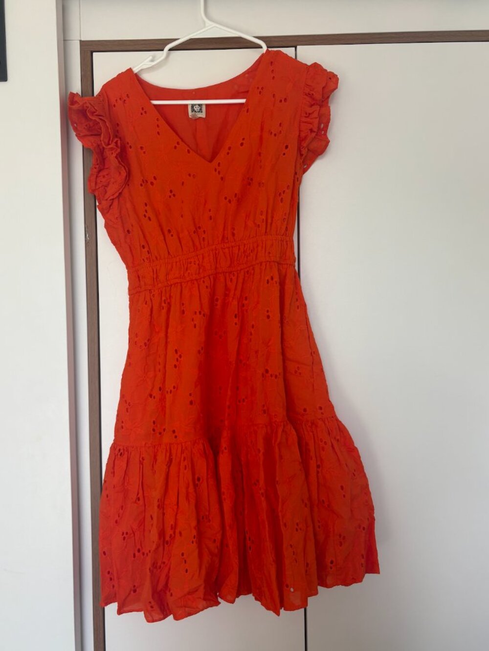 Anne Klein Orange Eyelet Fit & Flare Dress